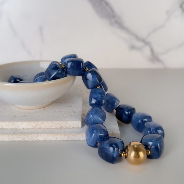 Collar piedra cuadrada XL<span> - </span>Azul