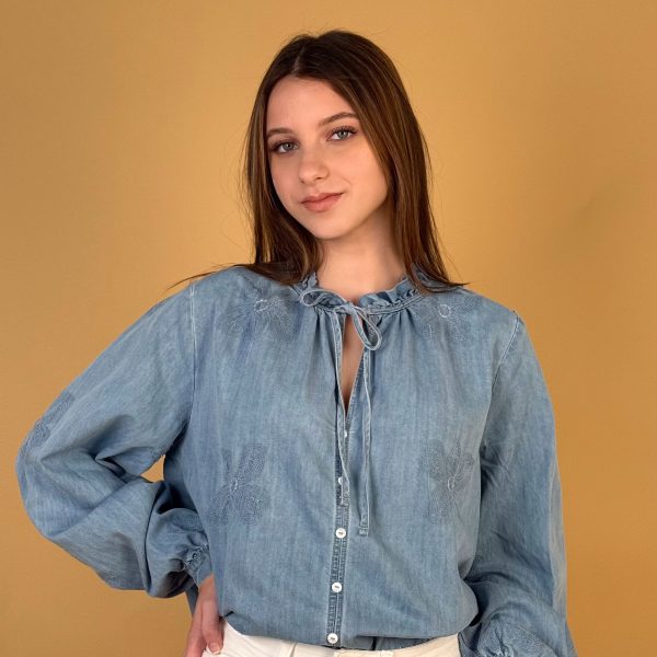 Blusa denim bordada
