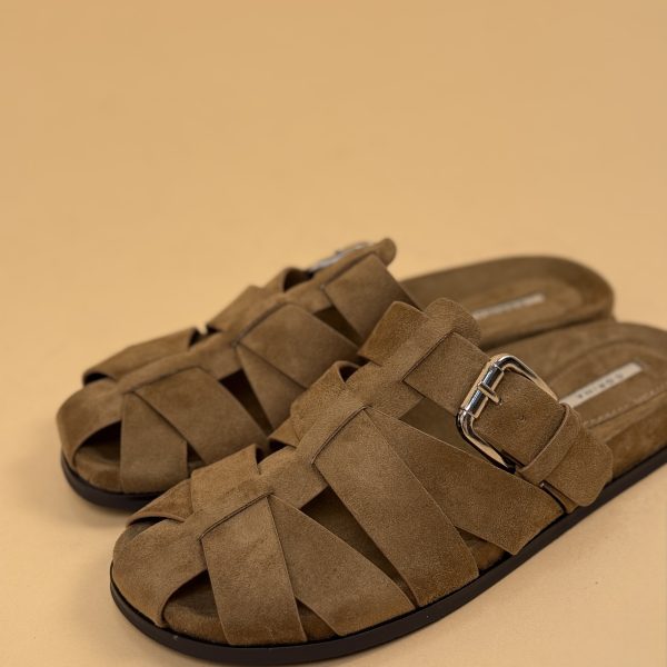 Zueco Corina efecto ante color camel