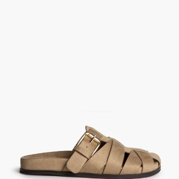 Zueco Corina efecto ante color camel